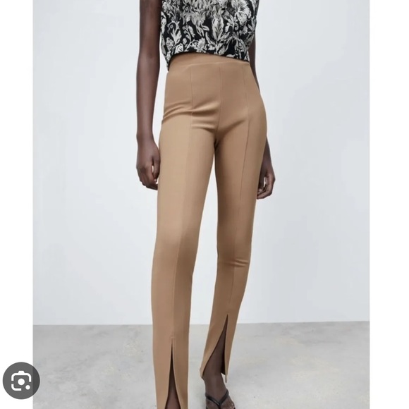 Zara Pants - Zara Front slit ribbed high waisted leggings. Size S.